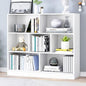 IOTXY Open Shelf Low Bookcase - Wooden 3-Tier Floor Standing Display Cabinet Organizer with Base, 7 Cubes Short Horizontal Bookshelf in Warm White