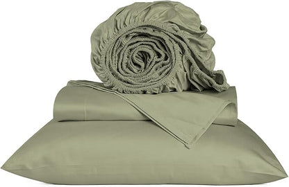 URBANHUT 800 Thread Count 100% Cotton Twin Size Sheets, Luxury 4 Piece Twin Bedsheets, Hotel Sheets Sateen Finish - Better Than Egyptian, 14" Elasticized Deep Pocket - Sage