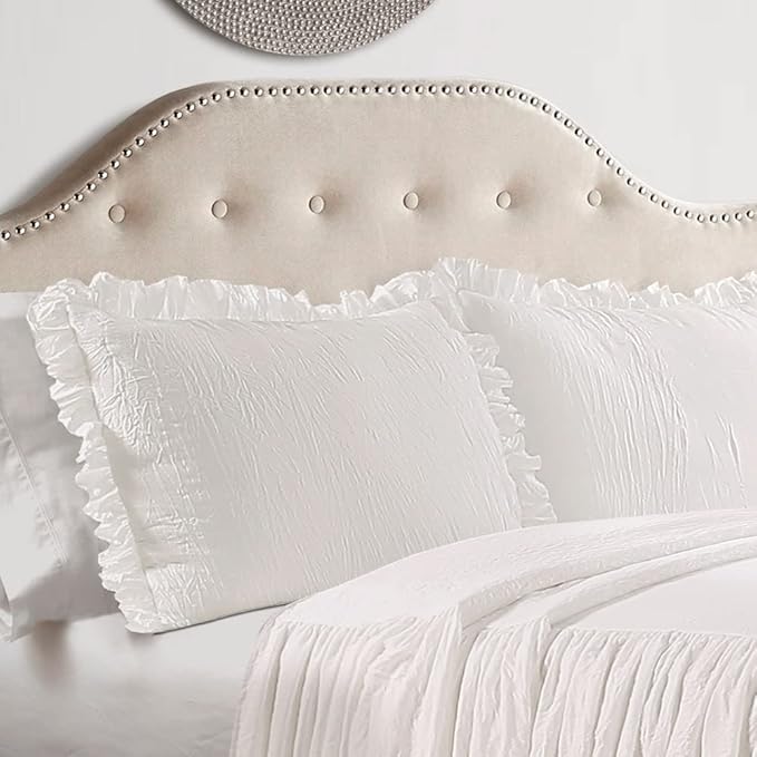 Lush Decor Ruffle Skirt Bedspread Set - 3-Piece Luxurious Farmhouse Bedding - Elegant Ruffle Detail - Timeless Style - Soft Lightweight Sheets - Full, Blush
