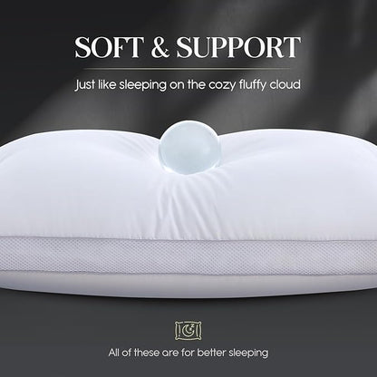 Goose Down Bed Pillows King Size Set of 2 (White), Hotel Collection Pillows for Sleeping, Gusseted Pillow for Side, Back, or Stomach Sleepers, 20" x 36"