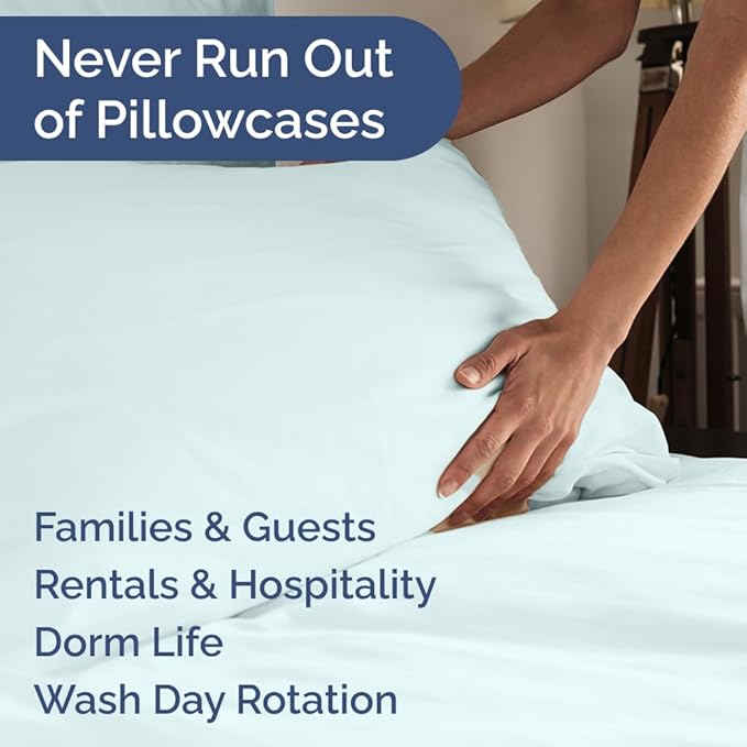 King Pillow Cases Set of 8 - Ultra Soft Hotel Quality Pillowcase Covers - Comfy & Wrinkle Free - Shrink, Stain & Fade Resistant - Easy-Care, Machine Washable Pillow Protectors - 8 Piece Set - Ice Blue
