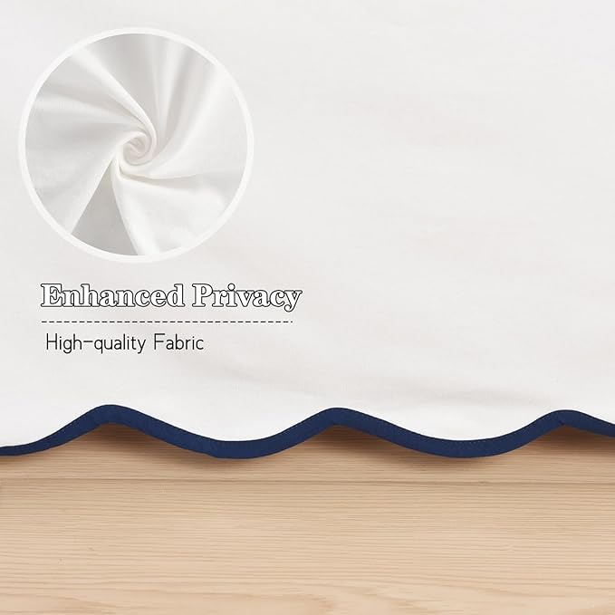 HIG Off White Chic Queen Bed Skirt - Easy Fit Scallop Edge Pleated Bedskirts, 14 Inch Drop Anti-Slip Dust Ruffle, Thick Fabric for Enhanced Privacy, Pre-Washed for Long-Lasting Use(N60022)