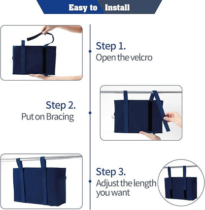 Bseash Bunk Bed Organizer, Bedside Caddy Hanging Bed Organizer Storage Bag with 4 Pockets and 2 Hooks, for College Dorm Rooms Bed, Hospital Bed, Baby Bed Rails, 600D Oxford Cloth (Navy Blue)