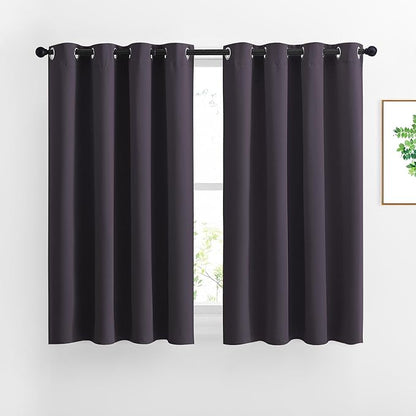 NICETOWN Bedroom Blackout Curtains and Drapes 54" L - Window Treatment Thermal Insulated Solid Grommet Blackout Draperies for Home Office (Greyish Purple, 2 Panels=92" Wide)