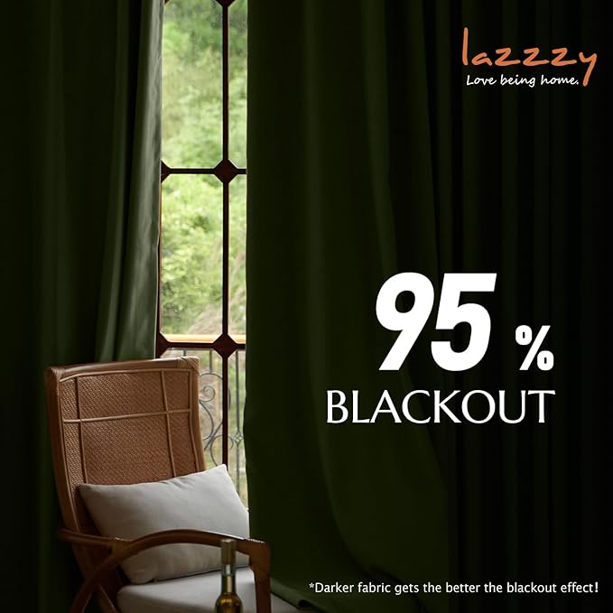 Lazzzy Green Velvet Curtains 84 Inch Long Blackout Thermal Insulated Room Darkening Lined Curtain Drapes Luxury Back Tab Window Treatments for Bedroom Living Room 2 Panels, 52 x 84 Inch, Olive Sage