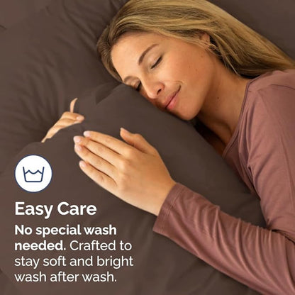Queen Pillow Cases Set of 4 - Ultra Soft Hotel Quality Pillowcase Covers - Comfy, Cozy & Wrinkle Free - Shrinkage, Stain and Fade Resistant - Machine Washable Pillow Protectors - 4 Piece Set - Brown