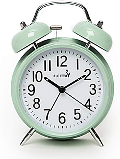 Loud Alarm for Deep Sleepers 4'' Twin Bell Alarm Clock with Backlight for Bedroom and Home Decoration(Green)