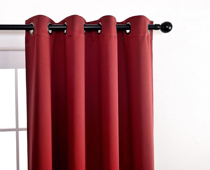 MIUCO Room Darkening Grommet Thermal Insulated Blackout Window Curtains Panels for Bedroom Set of 2 52x95 Inch Burgundy, Bonus 2 Tie Backs Included
