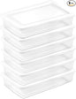 Sterilite 6 Pack Storage Box, 41 Quart Stackable Tote, Clear Plastic Container with Secure Snapping Lids for Home and Office Organization, White
