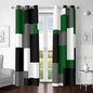 Green 100% Blackout Curtains for Bedroom 72 inch Length 2 Panels Set White Grey Modern Abstract Geometric Black Out Curtains Insulated Room Darkening Window Drapes for Living Room, 42Wx72L