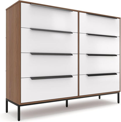 Lira Premium Fabric Dresser - Solid Wooden Frame, 8 Spacious Sag-Proof Drawers with Sleek Metal Handles - Premium & Durable Storage Solution for Your Home (Dark Brown)