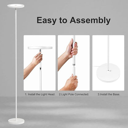 SUNMORY Floor Lamps for Living Room, 32W/3000LM Super Bright LED Floor Lamp with Remote Control, 69" Tall Standing Lamp with Stepless Dimmable, Modern Torchiere Corner Lamp for Bedroom, Office White
