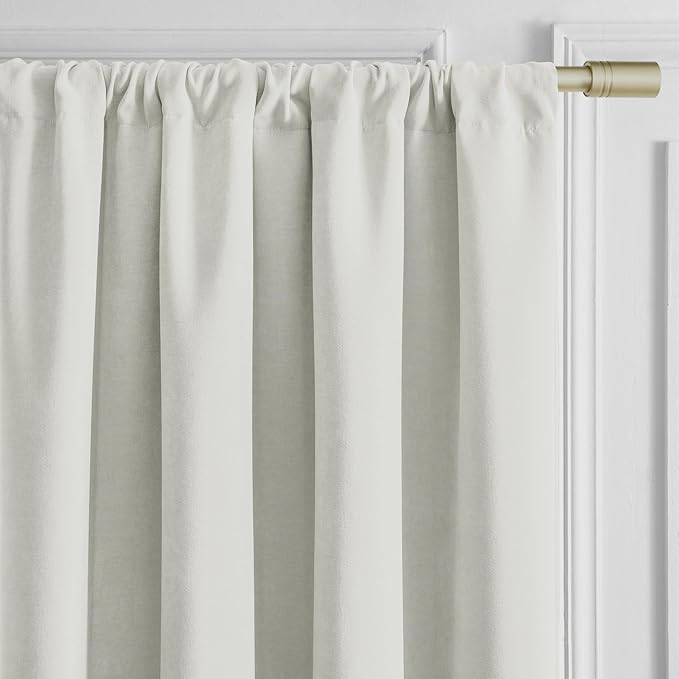 Joydeco Vanilla Grey Velvet Curtains 72 Inches 2 Panels, Luxury Thermal Insulated Soft Curtains for Bedroom & Living Room, Room Darkening Velvet Drapes, Rod Pocket (52W x 72L)