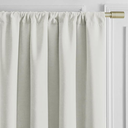Joydeco Vanilla Grey Velvet Curtains 90 Inches 2 Panels, Luxury Thermal Insulated Soft Curtains for Bedroom & Living Room, Room Darkening Velvet Drapes, Rod Pocket (52W x 90L)