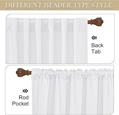 RYB Home White Velvet Curtains 96 inches Long for Bedroom - Luxury Light Reducing Vertical Back Tab Drapes Simple Home Decoration for Sliding Door Living Room, W52 x L96, 2 Pieces