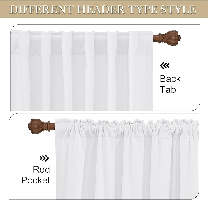 RYB Home Velvet Curtains 90 inches - Back Tab Pure White Plush Soft Window Curtain Panels Light Reducing Minimalist Modern Home Decor for Bedroom Kids Room Office, W52 x L90, 2 Panels Set