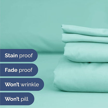 Queen 6 Piece Sheet Set - Cooling, Comfy & Breathable - Hotel Luxury Bedding, Includes Fitted Sheet for Women, Men, Kids & Teens - 1 Flat, 1 Fitted Sheet, 4 Pillowcases with Deep Pockets - Spa Blue
