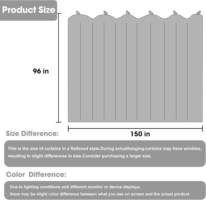 Room Divider Blackout Curtain Track Curtains Wall Dividers Panels Screen for Living Rooms Bedroom Office Privacy Partition Separation, W150 × L96 Inch,1 Panel, Light Grey