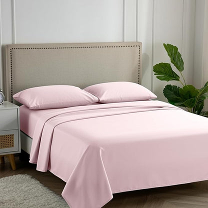 Carressa Linen California King Egyptian Cotton Sheet Sets - 600 Thread Count Cal King Cotton Sheet Set (4 PC, Soft Blush), Extra Soft, Cooling, 16" Deep Pocket Sateen Weave Luxury Hotel Bed Sheets Set