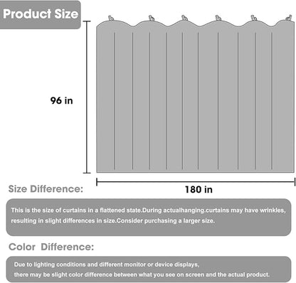 Room Divider Blackout Curtain Track Curtains Wall Dividers Panels Screen for Living Rooms Bedroom Office Privacy Partition Separation, W180 × L96 Inch,1 Panel, Light Grey