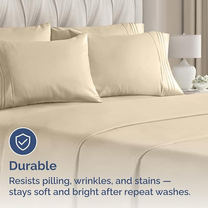 Queen Pillow Cases Set of 10 - Ultra Soft Hotel Quality Pillowcase Covers - Comfy & Wrinkle Free - Shrink, Stain and Fade Resistant - Easy-Care, Machine Washable Pillow Protectors - 10 Pcs Set - Cream