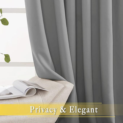 NICETOWN Extra Wide Sliding Door Curtains, Thermal Insulated Blackout Patio Curtain for Sliding Glass/French Door (Silver Grey, W80 x L84)
