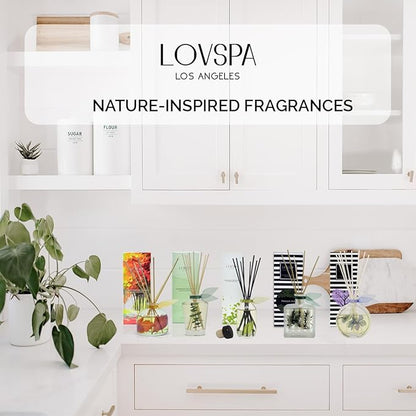 LOVSPA Reed Diffuser Set, Amber Romance Scented Oil Diffuser with Sticks, Home Fragrance Accessories for Bathroom Shelf Decor, Aroma Diffusers for Home or Office Fall Decor, USA Made
