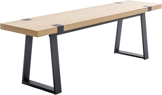 Wahson 60" Dining Bench, Natural Wooden Table Bench with Metal Legs, Modern Kitchen Bench for Enrtyway/Indoor/Dining Room