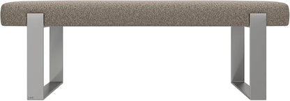 VANT Upholstered Bed Bench - Faux Merino Wool Brown - Brushed Nickel - Contemporary Modern, Bedroom Bench Seat, Hallway, or Entryway