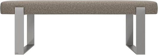 VANT Upholstered Bed Bench - Faux Merino Wool Brown - Brushed Nickel - Contemporary Modern, Bedroom Bench Seat, Hallway, or Entryway