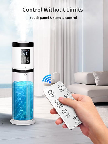8L Humidifiers for Bedroom, 30dB Quiet, 500ft² Coverage, 60H Runtime, Top Fill, 3-in-1 Humidifier Large Room & Essential Oil Diffuser & Ambient Light, Sleep Mode, 16H Timer, Auto Shutoff Protection