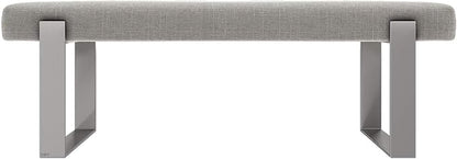 VANT Upholstered Bed Bench - Weave Moondust Grey - Brushed Nickel - Contemporary Modern, Bedroom Bench Seat, Hallway, or Entryway