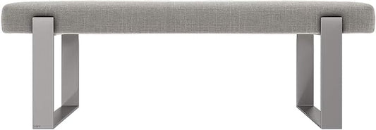VANT Upholstered Bed Bench - Weave Moondust Grey - Brushed Nickel - Contemporary Modern, Bedroom Bench Seat, Hallway, or Entryway