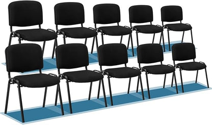 VINGLI Black Mesh Chairs - 10-Pack Stackable Armless Chairs for Office, Church, Conference & Meeting Rooms