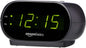 Amazon Basics Small Digital Oval Alarm Clock With LED Display, Nightlight & Battery Backup, Black, 4.5 x 3.5 x 2.4 Inches