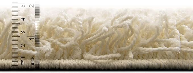 Unique Loom Solid Shag Collection Area Rug (10' x 13' 1" Rectangle, Pure Ivory)
