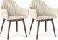Giantex Upholstered Dining Chairs Set of 2, Mid Century Kitchen Chairs with Solid Wood Legs, Wrap-Around Backrest, Modern Accent Armchair for Living Room, Dining Room, Bedroom, Beige