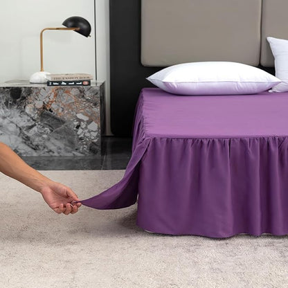 Bed Skirt Queen Size Ruffled Bed Skirt with Split Corners, Queen Bed Skirt 18 Inch Drop, TSUTOMI Queen Size Bed Skirt Grape for Ruffled Bed Skirt with Split Corners, Bed Skirt Queen Size