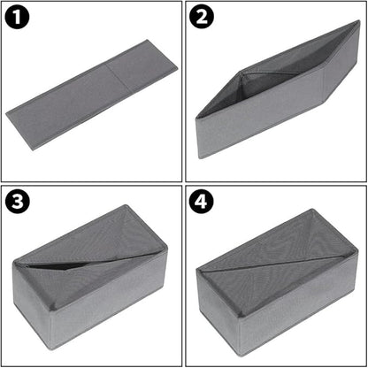 Sock Drawer Organizer 3 Pack, Fabric Drawer Organizer Clothes with Fixed Dividers, Sock Organizer for Dresser, Closet and Storage Bins
