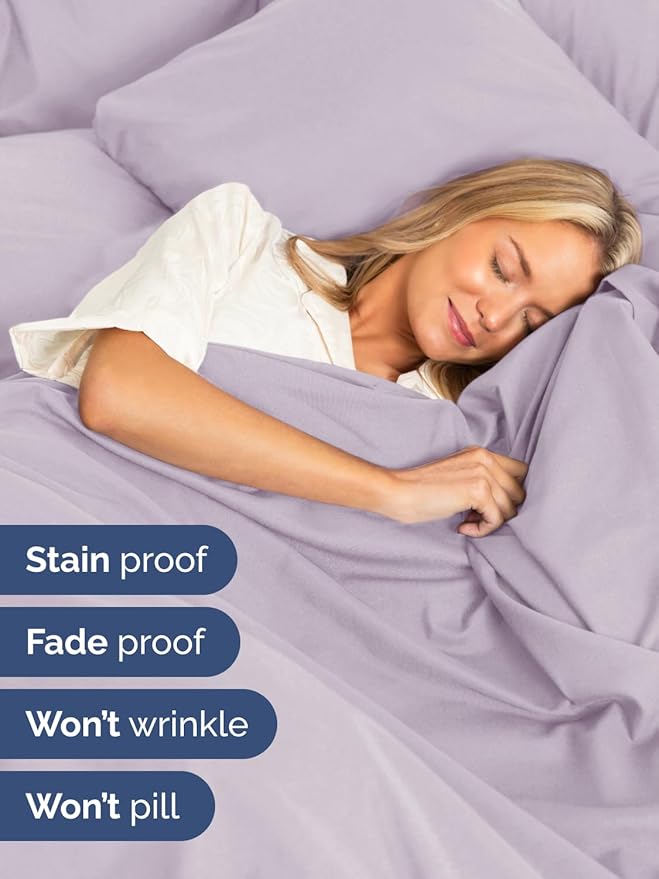 Extra Deep King Sheet Set - 6 Piece Breathable and Cooling Sheets - Hotel Luxury Bed Sheets Set - Easy Fit - Soft, Wrinkle Free and Comfy Sheets Set - Light Lavender Sheet Set with Extra Deep Pockets
