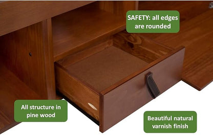 memomad Bali Storage Platform Bed with Drawers (Twin Size, Caramel Brown Wood)