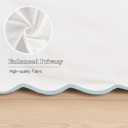 HIG Off White Chic King Bed Skirt - Easy Fit Scallop Edge Pleated Bedskirts, 14 Inch Drop Anti-Slip Dust Ruffle, Thick Fabric for Enhanced Privacy, Pre-Washed for Long-Lasting Use(N60022)