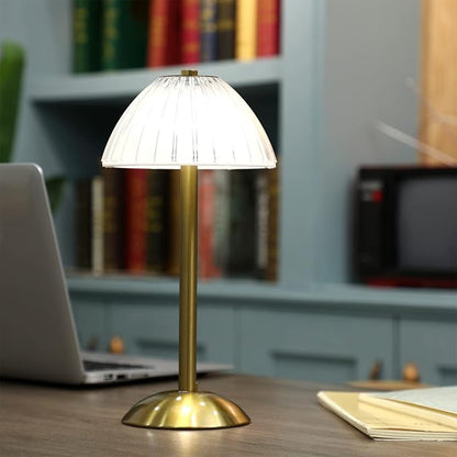 Liliful 6 Pcs Cordless Table Lamp Rechargeable Touch LED Small Gold Portable Battery Operated USB-c Desk Lamp 3 Color Dimmable for Bedroom Living Room Dining (Gold,Mushroom Style)