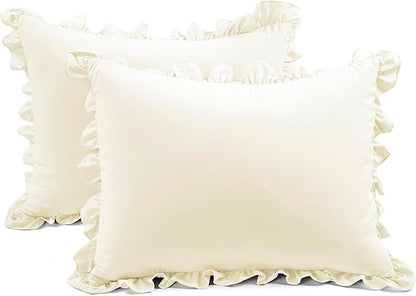 Lush Decor Ruffle Skirt Bedspread Set - 3 Piece Luxurious Farmhouse Bedding Set - Elegant, Charming Ruffle Detail - Timeless Style & Classic Design - Soft and Lightweight - Full, Ivory