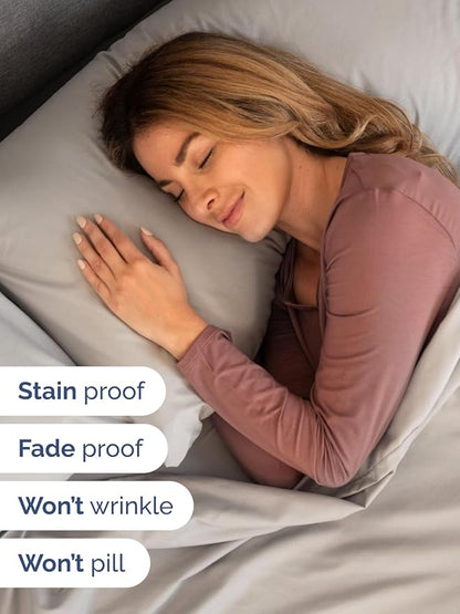 Extra Deep King Sheet Set - 6 Piece Breathable & Cooling Sheets - Hotel Luxury Bed Sheets Set - Easy & Secure Fit - Soft, Wrinkle Free & Comfy Sheets Set - Light Grey Sheet Set with Extra Deep Pockets