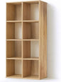 CAPHAUS Sturdy Room 11-Inch Cube Storage Organizer Shelf, with Thick Exterior Edge, Storage Shelf Divider w/Back, Bookcase, 8-Cube, Natural Oak