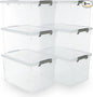 Citylife 48 QT 6 Packs Plastic Storage Bins with Lids and Secure Latching Buckles Clear Stackable Storage Containers for Organizing Durable Storage Box