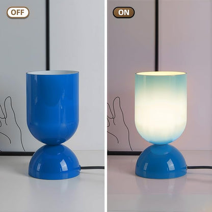 8.9" Modern Glass Table Lamp for Living Room, Dimmable Desk Lamps for Bedroom, UL Listed Nightstand Lamp with Dome Base, End Table Lamps for Home, Side Tables, College Dorm, Office, Glossy Blue