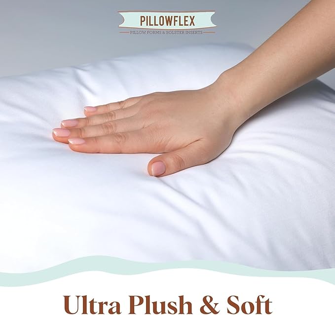 Pillowflex Synthetic Down Alternative Pillow Inserts for Shams - Comfy Pillows for Sleeping, Perfect Pillow & Best Sleeping Pillows, Handmade Down Alternative Throw Pillow Inserts - (21x27 Set of 2)
