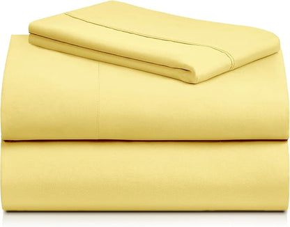 LuxClub 3 PC Twin Sheet Set, Deep Pockets Wrinkle Free Cooling Bed Sheets Hotel Bedding for Women, Men, Kids & Teens, Includes 1 Fitted Sheet, 1 Flat Sheet and 1 Pillowcase-Silky Soft Lemon